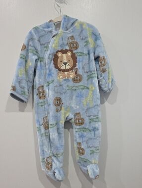 Blue Lion Appliqué Fleece One-Piece for Kids